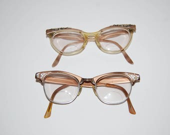 2 Pair of Vintage Cat Eye glasses Liberty USA & Artcraft