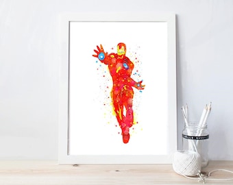 ironman, watercolor, poster, avengers, printable, avengers nursery, avengers birthday, superhero birthday, party decor, superhero nursery
