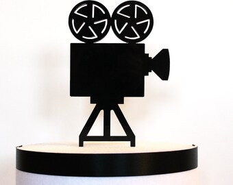 Movie Camera Cake Topper, movie wedding, hollywood wedding, acrylic cake topper, art deco wedding