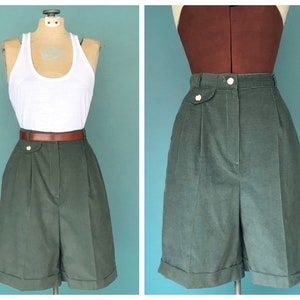 High Waist Corduroy Shorts, High Waisted Shorts, Pleated Shorts, Wide Leg Shorts, Baggy Shorts, Cotton Shorts, 25" Waist Medium