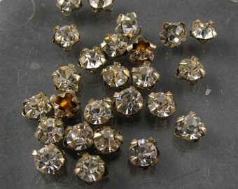 Vintage 3mm Rose Montee sew ons - VERY SPARKLY Crystal