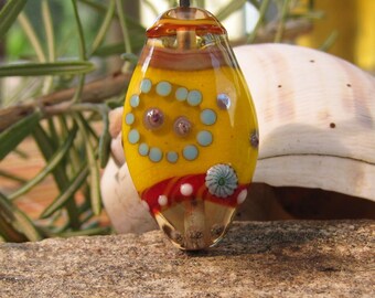 Dab O' Yellow~ lampwork focal bead- SRA lampwork- Lisa New Design