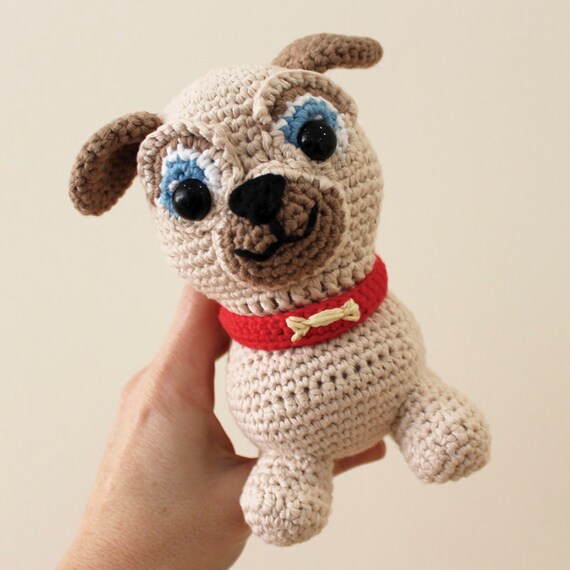 Rolly - Toy. Puppy Dog Pals Crochet Toy, Dog Crochet, Made to Order, Puppy Doll, Pug, Pugster, Nursery Crochet, Kids Gift, Dog Toy, DIY