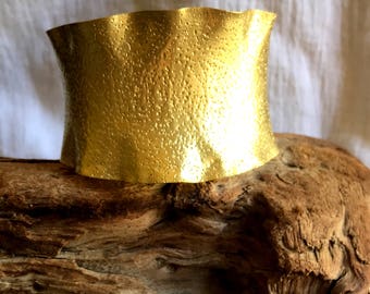 Textured brass cuff bracelet
