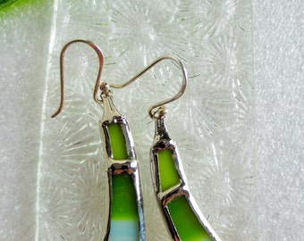 Green earrings (stained glass)