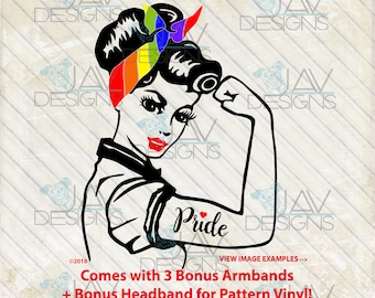 Gay Pride ©Faith Rosie SVG , 3 Bonus Armbands, Two ways to cut With or Without pattern vinyl, Rosie, Rosie svg, Cut Files, Silhouette