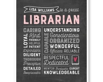 Librarian Gift, Book Lover Gift, Bibliophile Gift, Librarian Chalkboard, Librarian Christmas Gift, School Librarian Thank You