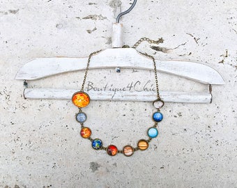 Solar system necklace, planet necklace, cosmos, astrology