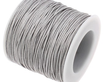 Waxed Cord : 10 yards (30 feet) Light Grey 1mm Waxed Cord String | Bracelet Cord | Macrame Cord | Chinese Knotting Shamballa 329-30