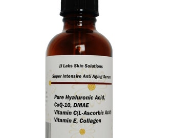 Super Intensive Anti-Aging Serum Pure Hyaluronic Acid, CoQ-10, Vitamin C,Vitamin E, Collagen, and DMAE