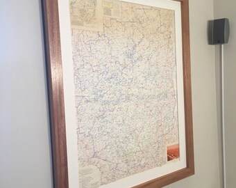 Custom hardwood framed and matted maps