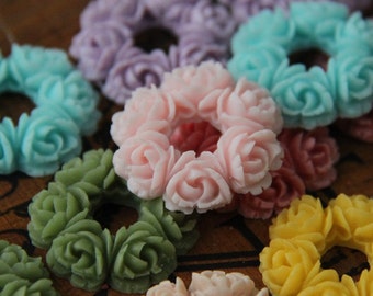16 pcs of 8 colors of resion wreath cabochon 30x30x5mm-RC0080-Mixture color