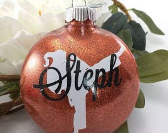Karate Girl, Martial Arts, Glitter Ornament, Personalized glitter ornaments, karate gift, monogrammed