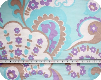 Floral retro vintage fabric - blue, purple and brown