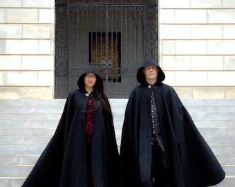 Wool Cloak - Half-Circle Cloak - Black Cloak - Hooded Cloak - Cloak with Hood - Cloaks and Capes