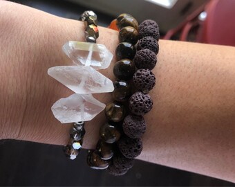 Crystal quartz with sparkly beads bracelet