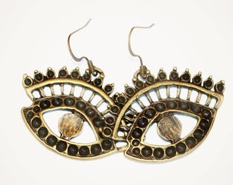 Cleopatra Earrings, Primitive Style Eye Earrings, Bibijoux, Goddess Jewelry, Drama Queen, Statement Earrings, Rustic Jewelry, Eye Earrings