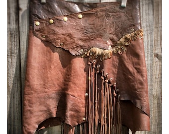 Leather skirt - Brown Peacock