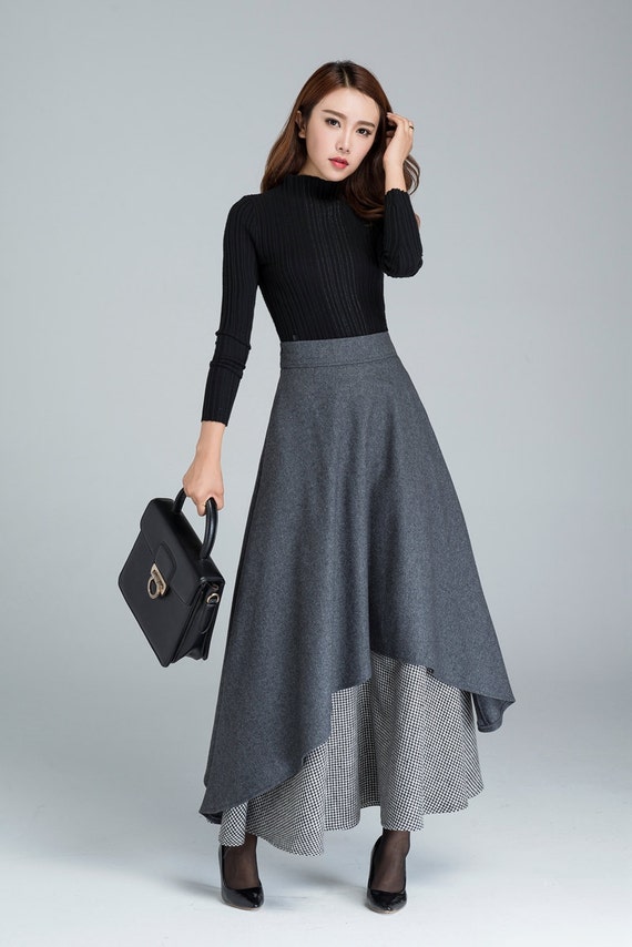 dark grey a line skirt