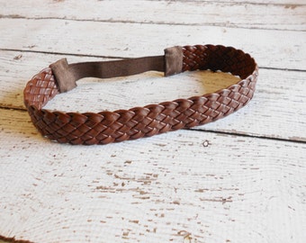 Braided Faux Leather Headband- Newborn to Adult