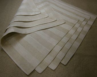 Stripe Linen Placemats, Damask Placemts, StripedPlacemat, Linen Placemats (Set of 4)