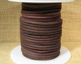 3mm Round Suede Cord - Dark Brown - 3MRS-7 - Choose Your Length