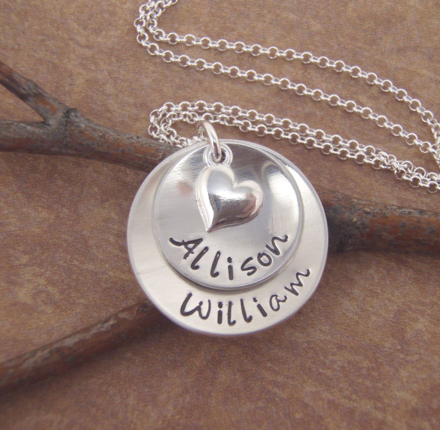 Mom necklace Two name necklace Layered Kids names