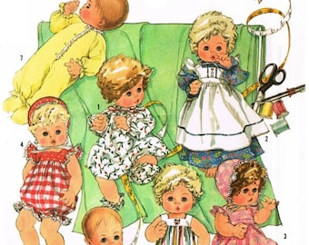 Baby Doll Clothes Pattern for 13" - 14" dolls such as Tiny Tears