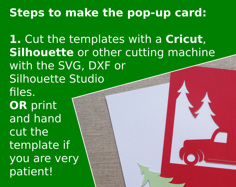 Download Christmas Truck Popup Card Template SVG & PDF for Cricut, Silhouette or hand cut,DIY Pop-up ...