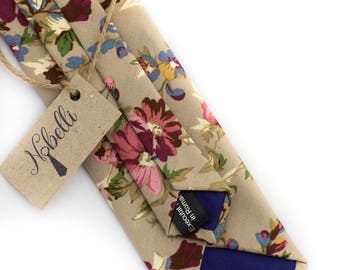 Mens floral tie, Skinny floral tie, Floral necktie, Wedding ties, Beige tie, Floral ties for men, Mens ties, Mens floral necktie, skinny tie