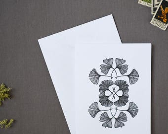 Pack of 6 Letterpress Ginkgo Notecards