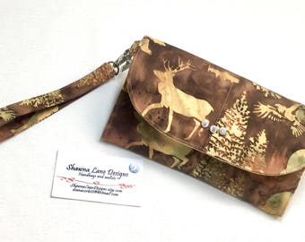 wallet with wrist strap, gift for the outdoor girl, wristlet, cell phone accessory, phone wallet, Made in Montana wallet, small purse
