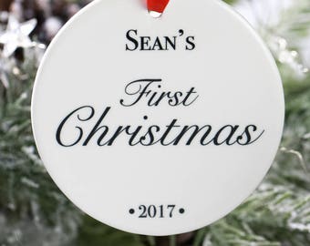 Baby’s First Christmas Ornament Personalized - Custom Babys 1st Christmas Ornaments 2018 - Gift for New Parents Mom - Baby boy or girl gifts