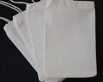 10 MUSLIN BAG Organic Cotton 3"x4" 4"x6" 2"x3" 3"x5" 5"x7" 6"x8" Bulk Favor Wedding Shower Packaging Reuse Culinary Small Plain