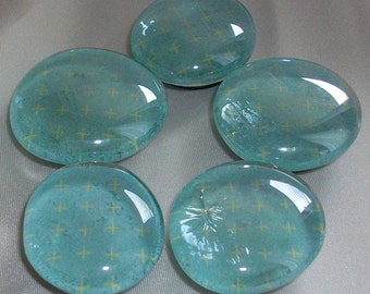 5 Large Light Blue Glass Marble Magnets