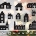 ByJon Instant Download - Winter houses for christmas vector files for cards and paper cutting laser cutting