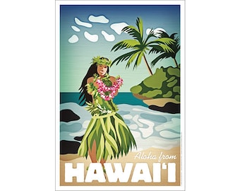 Hawaiian Hula Girl "Aloha from Hawaii" Poster