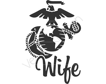 Marine Wife Cutting Template SVG EPS Silhouette DIY Cricut Vector Instant Download Make the Cut knk Sure Cuts A Lot