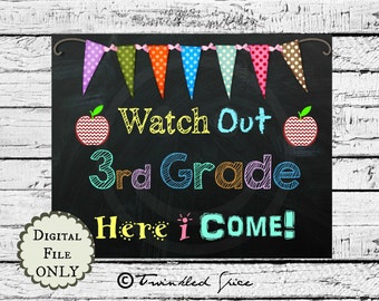Troisième année à école Chalkboard affiche