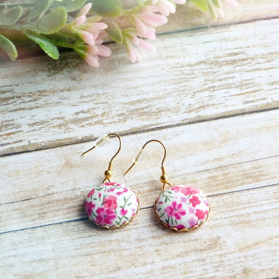 Liberty earrings, Colorful earrings, Pink earrings, Flower earrings, Liberty jewelry, Summer trends, Gift under 30, Stainless steel