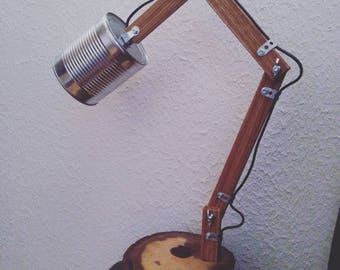 Unique lamp with base and shade of recycling / LED / handmade / industrial style