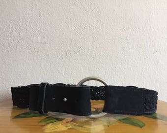 Black Suede Belt Woven Leather Belt