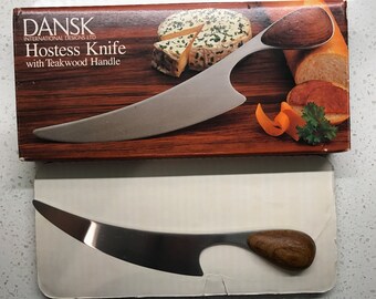Vintage Dansk Hostess Knife Cheese Board Teak Handle WITH BOX!