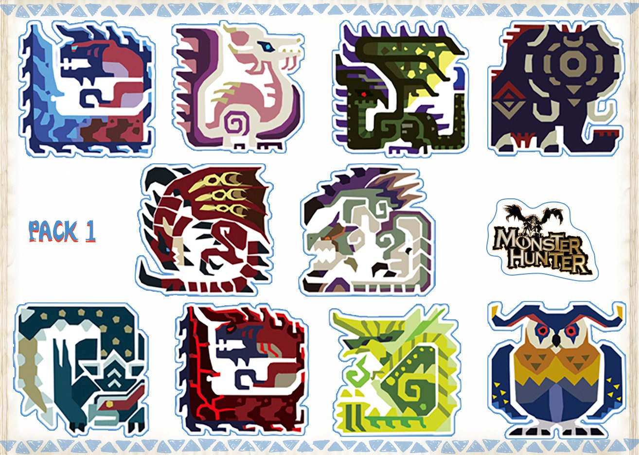 Monster Hunter Vinyl Sticker Pack 10MH Official Icons Pack