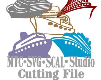 SVG Cruise Ship Cut File Set #03 Bundle of 5 MTC SCAL Cricut Silhouette Cutting Files