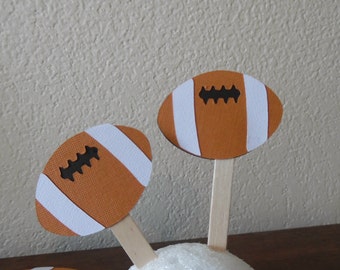 Football Party- Football Cupcake Toppers - Football Birthday-Football Tailgate Party Toppers