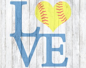 SVG File LOVE Softball, L O V E Softball,