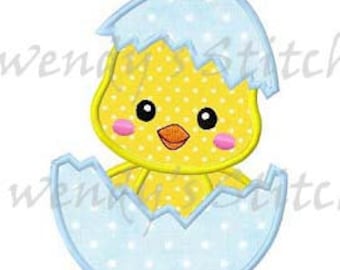 Easter chick in an egg applique machine embroidery design digital pattern