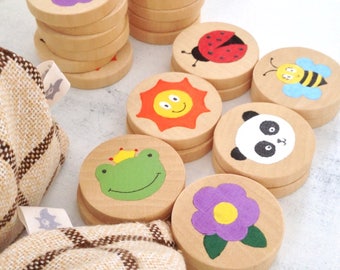 Hand painted wooden Memory game