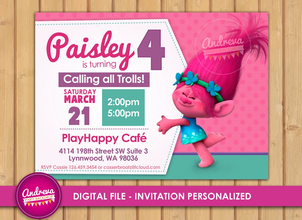 Invitaciones De Trolls Invitaciones De Trolls